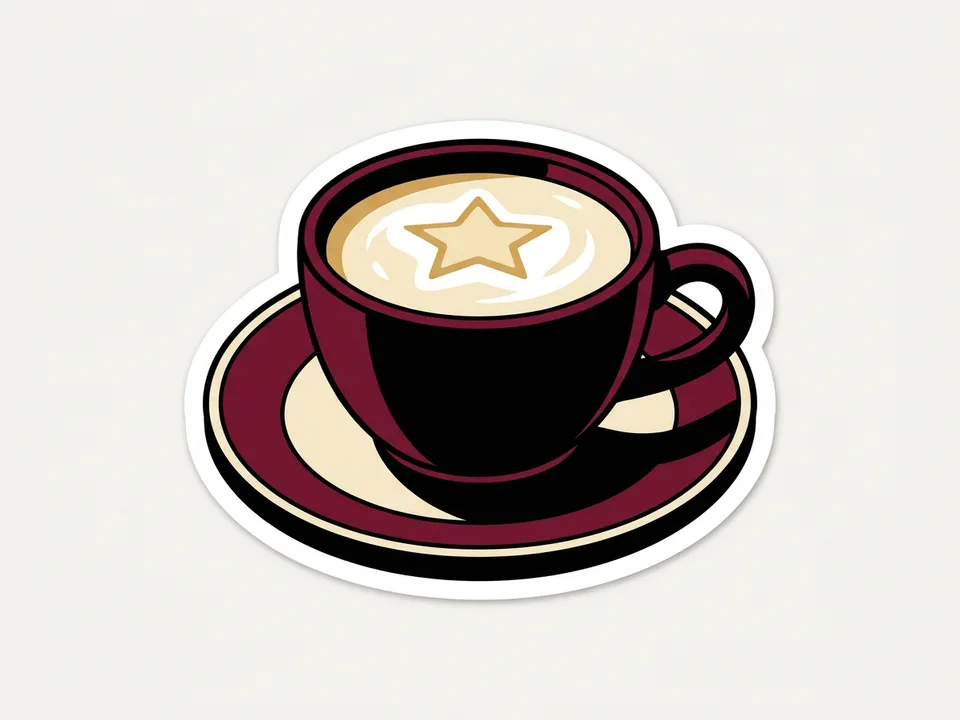 latte dans une tasse noire avec un latte art en étoile
