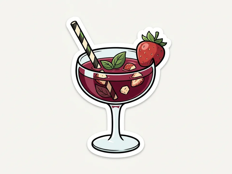 mocktail fraise et basilic en coupe, paille en papier